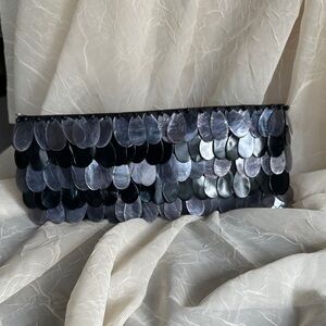 Real Capiz Pearl handcrafted Black and Silver Clutch bag